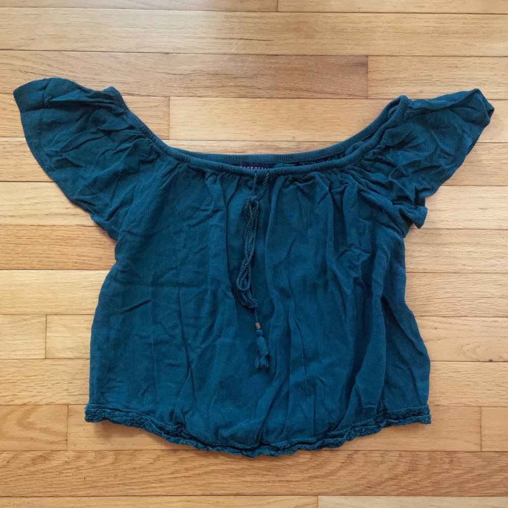 Aeropostale Off the Shoulder Turquoise Top